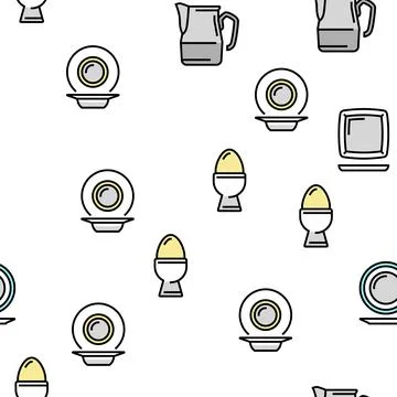 Tableware For Banquet Or Dinner Vector Seamless Pattern Illustrazione stock