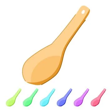 Tableware ceramic soup spoon vector cartoon graphic Stock Illustration