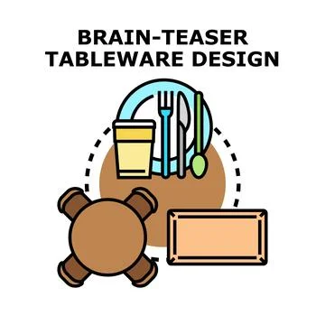 Tableware design concept with brain teaser elements イラスト素材
