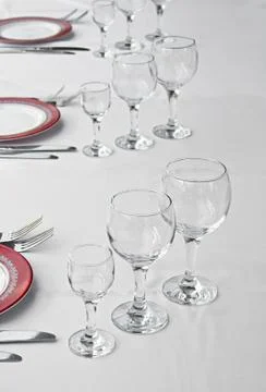 Tableware for dinner in restaurant Stock Photos