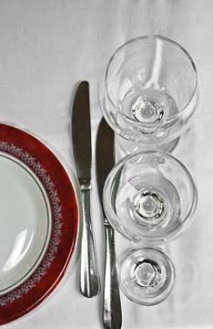 Tableware for dinner in restourant Stock Photos