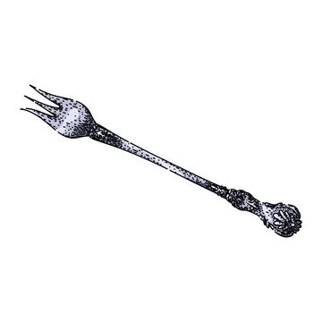 Tableware fork engraved silver sketch hand drawn vector Stock Illustration