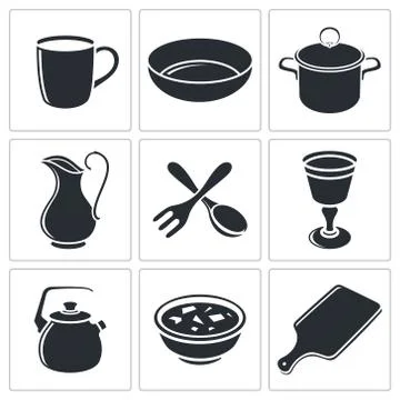Tableware icon collection Stock Illustration