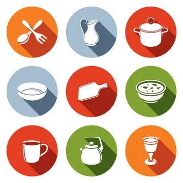 Tableware icons set Stock Illustration