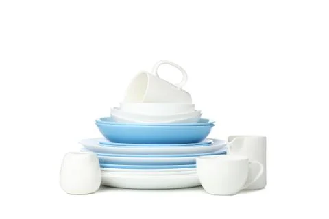 Tableware isolated on white background. Kitchen, serving Stock Photos