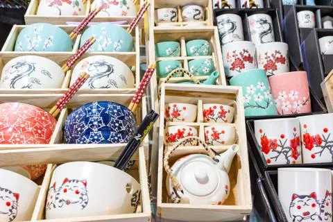 Tableware kitchenware Selling shop display Stock Photos