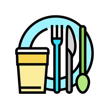 Tableware plastic color icon vector illustration Illustrazione stock