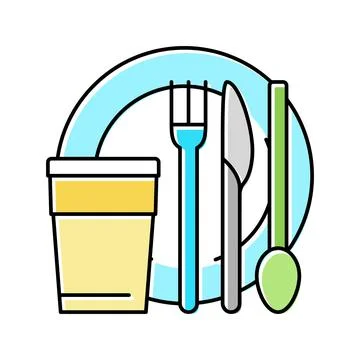 Tableware plastic color icon vector illustration Illustrazione stock