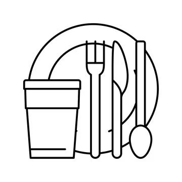 Tableware plastic line icon vector illustration Illustrazione stock
