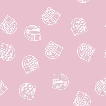 Tableware plastic line seamless pattern Illustrazione stock