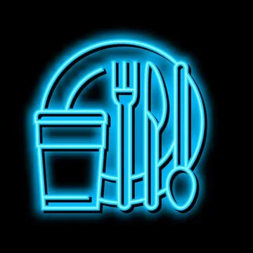 Tableware plastic neon glow icon illustration Stock Illustration