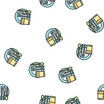 Tableware plastic vector seamless pattern Stock Illustration