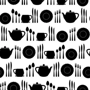 Tableware seamless pattern. Stock Illustration