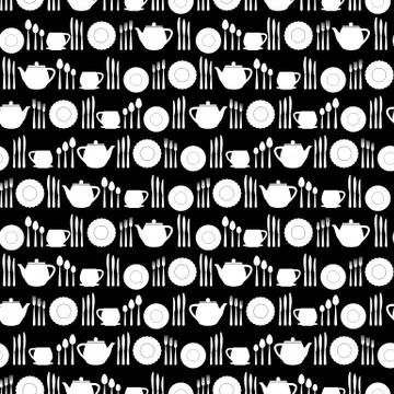 Tableware seamless pattern. Stock Illustration