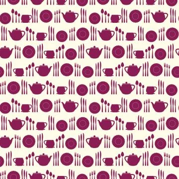 Tableware seamless pattern. Illustrazione stock