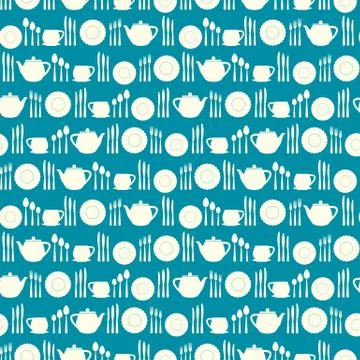 Tableware seamless pattern. Illustrazione stock