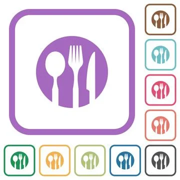 Tableware set solid simple icons イラスト素材