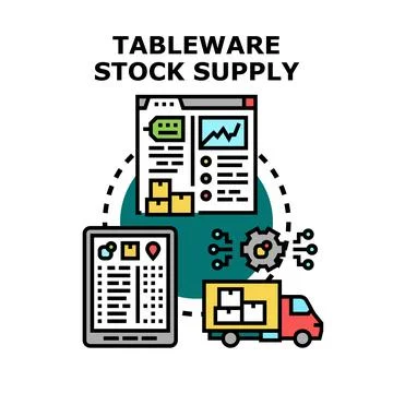 Tableware stock supply chain management system Stock Illustration