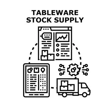 Tableware stock supply chain management system Stock Illustration