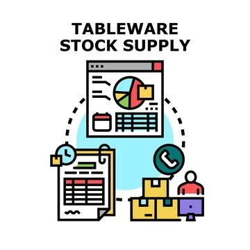 Tableware stock supply management controlling delivery process Stock Illustration