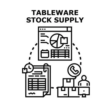 Tableware stock supply management controlling delivery process Stock Illustration