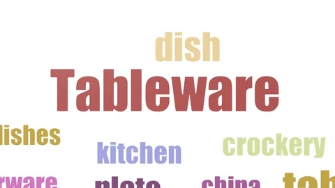 Tableware Tag Cloud Animated Isolated On White Video stock 107247644