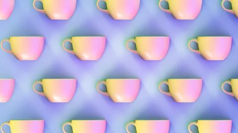 Tableware theme background. Saturated colored mugs. Stock Illustration