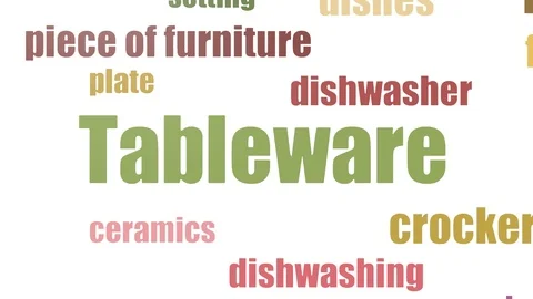Tableware Word Cloud Animated Isolated Video stock 107212552