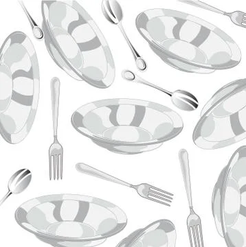 Tablewears pattern on white Stock Illustration
