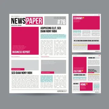 Tabloid Newspaper Design Template Vector. Images, Articles, Business Information Stock Illustration
