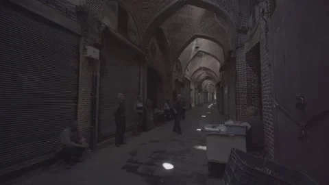 Tabriz Historic Bazaar Corridor People Walking Traditional Market Iran ()RAW Stock Footage 331593641