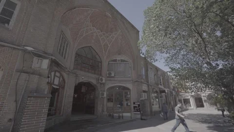 Tabriz Iran Amir Arcade Gate to Covered Bazaar Static Wide Angle (RAW COLOR) Stock Footage 331595028