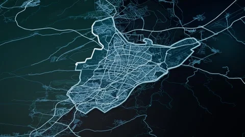 Tabriz Iran Glowing Digital Map Animation 4K 库存影片 339636876