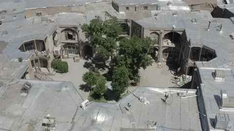 Tabriz Iran June 7 2020 Aerial Arc Around Open Green Space Grand Bazaar Stock Footage 330127428