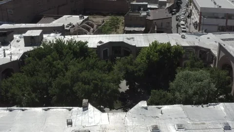Tabriz Iran June 7 2020 Aerial View of Grand Bazaar Architecture, Green Spaces Stock Footage 330127703