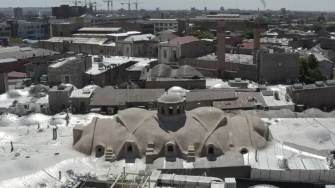 Tabriz Iran June 7 2020 Aerial View of Grand Bazaar Architecture, Green Spaces Stock Footage 330127734