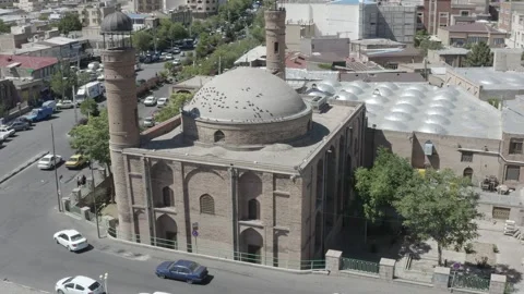 Tabriz Iran June 7 2020 Aerial Arc Around Saheb ol Amr Mosque Stock Footage 330176696