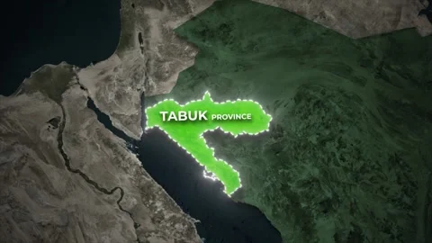 Tabuk Province Saudi Arabia Map Highlight Animation Satellite Map Background Stock Footage 337426985