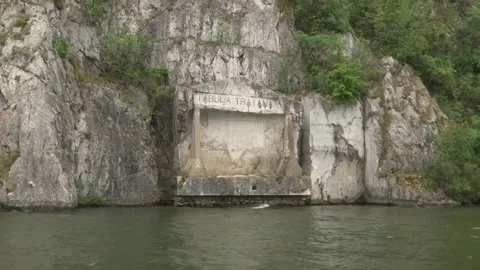 Tabula traiana river Denube Stock Footage 130719098