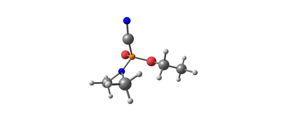 Tabun molecular structure isolated on white Stock Illustration