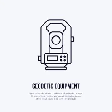 Tacheometer. Geological survey, engineering vector flat line icon. Geodetic Stock Illustration