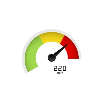 Tachometer with arrow or speedometer icon indicating high speed. Vector on Stock Illustration