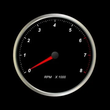 Tachometer on black background Stock Illustration