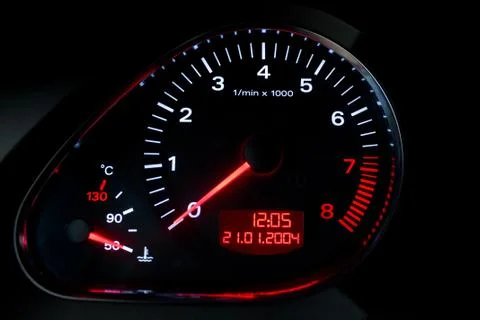 Tachometer on a car dashboard Foto stock