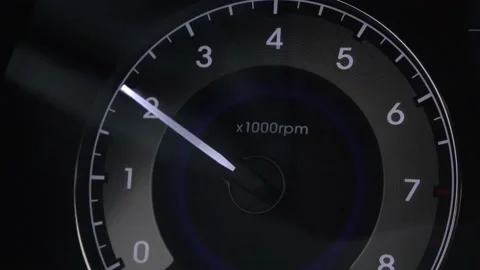 Tachometer dashboard indicator car engine increases decreases rpm revolutions Video stock 144425254