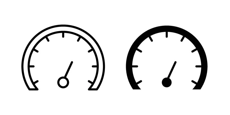 Tachometer icon symbol  illustration bundle in black colour Stock Illustration
