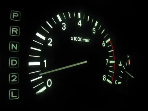 The tachometer on the instrument panel in the car Stock Photos