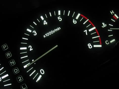 The tachometer on the instrument panel in the car Stock Photos