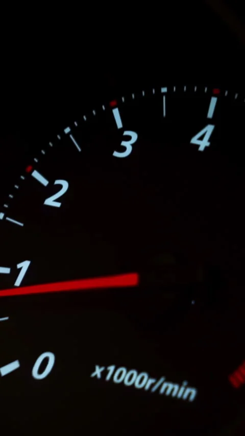 Tachometer of a modern car when the motor or engine work at single turns and the Stock Footage 306504875