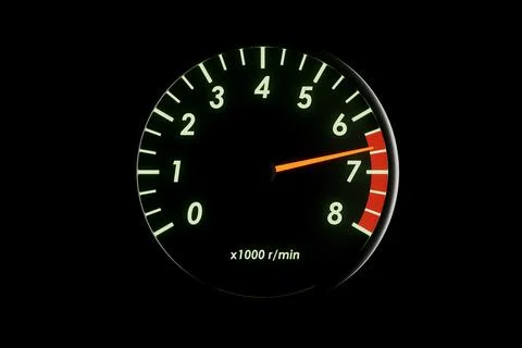 Tachometer needle in the red zone 3d render. Stock Illustration